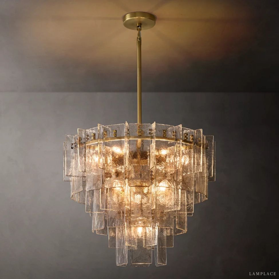 Lattice Module Glass Tiered Round Chandelier 36"