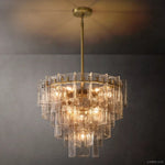 Lattice Module Glass Tiered Round Chandelier 36"