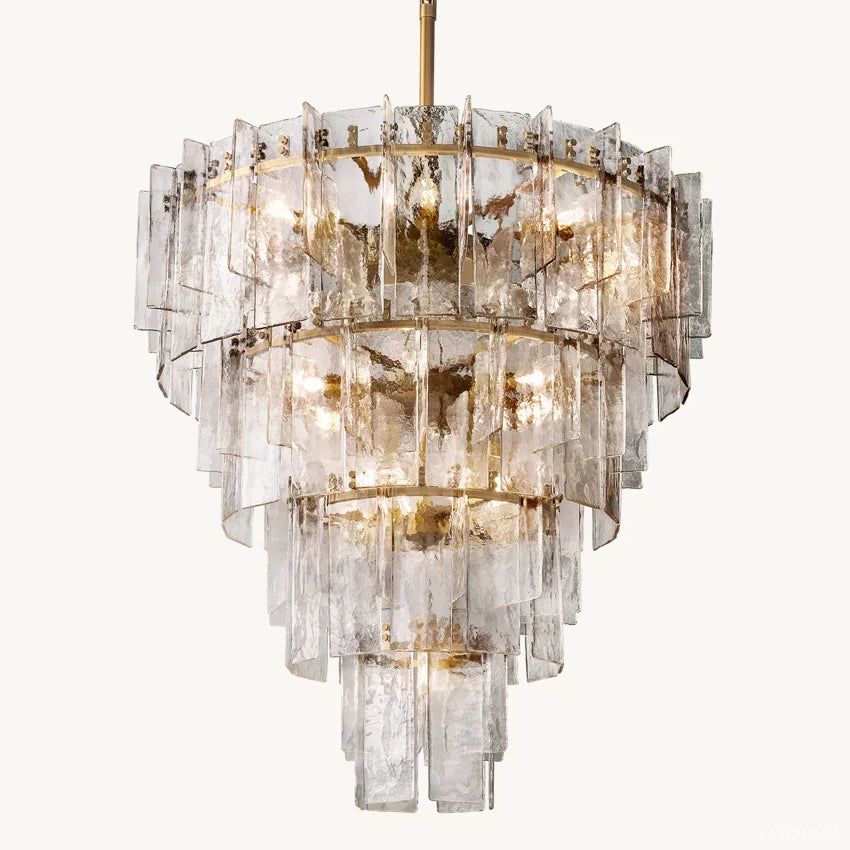Lattice Module Glass Tiered Round Chandelier 47"