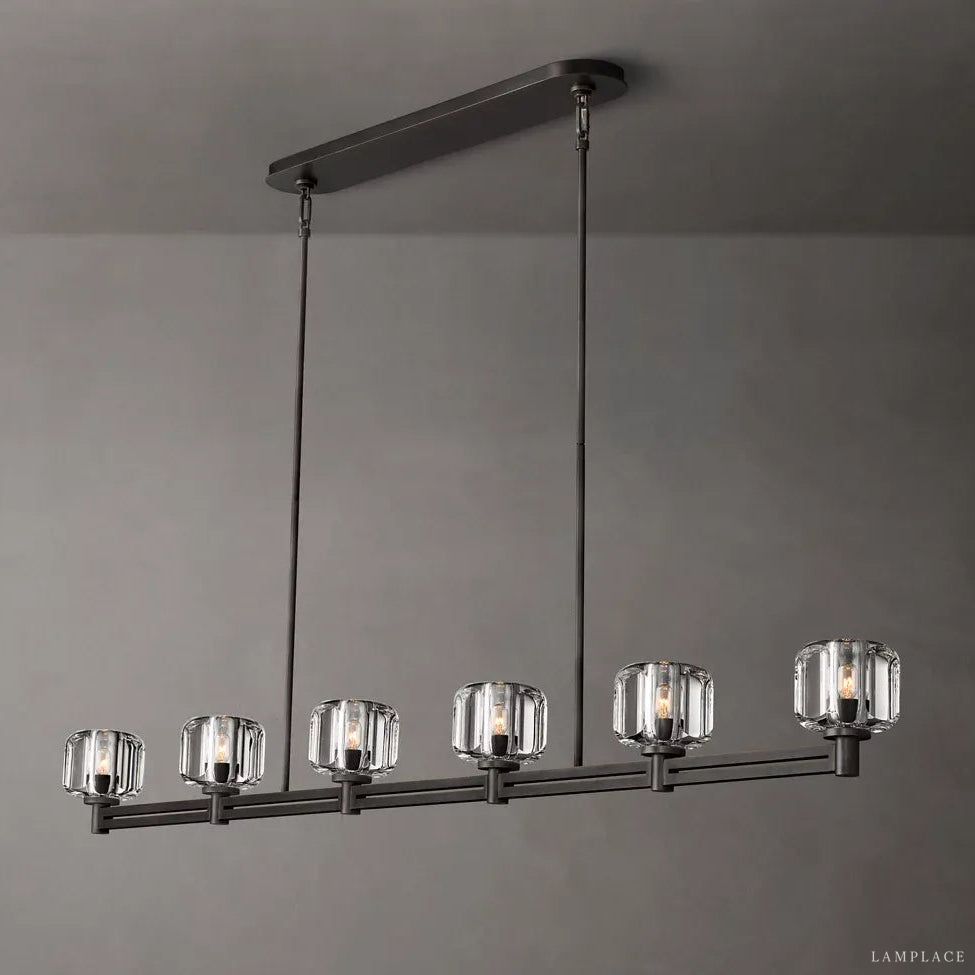 Demaret Sculpted Crystal Linear Chandelier 72"