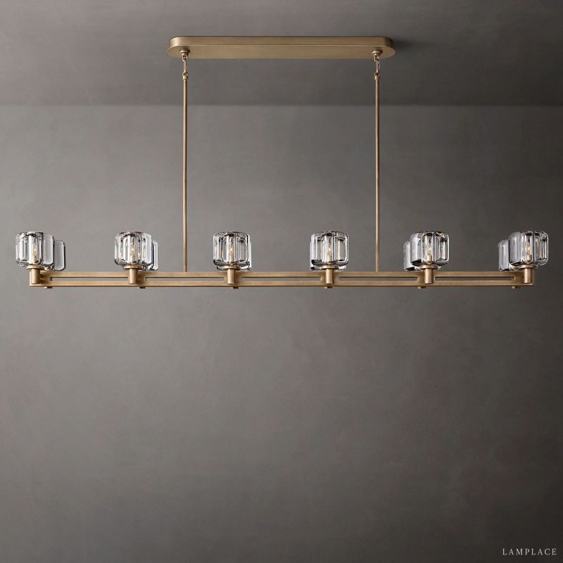 Demaret Sculpted Crystal Double Linear Chandelier 72"