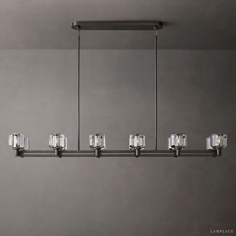 Demaret Sculpted Crystal Double Linear Chandelier 72"