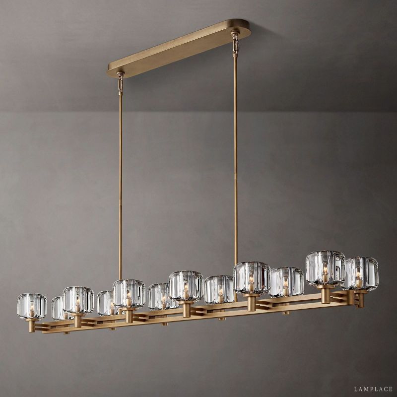 Demaret Sculpted Crystal Double Linear Chandelier 72"