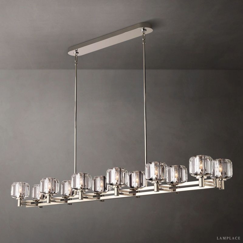 Demaret Sculpted Crystal Double Linear Chandelier 72"