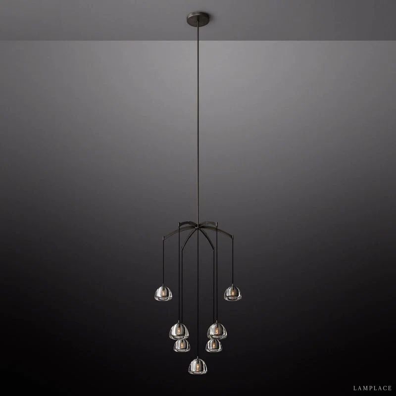 Hemisphere Delicate Crystal Round Chandelier 36"