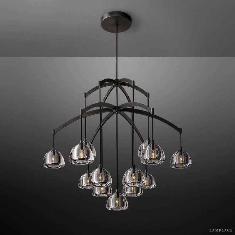Hemisphere Delicate Crystal Round Chandelier 48"