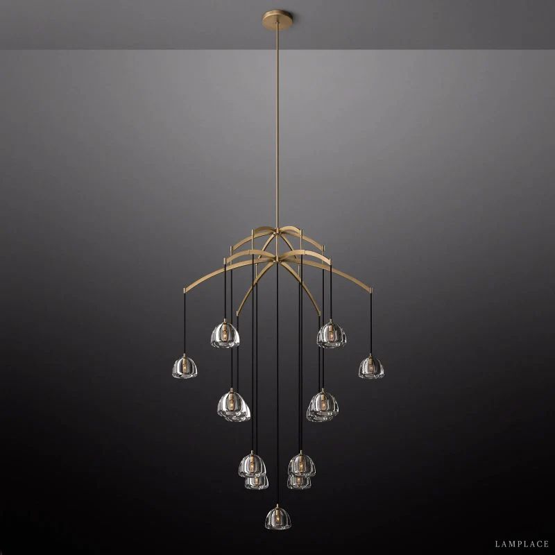 Hemisphere Delicate Crystal Round Chandelier 48"