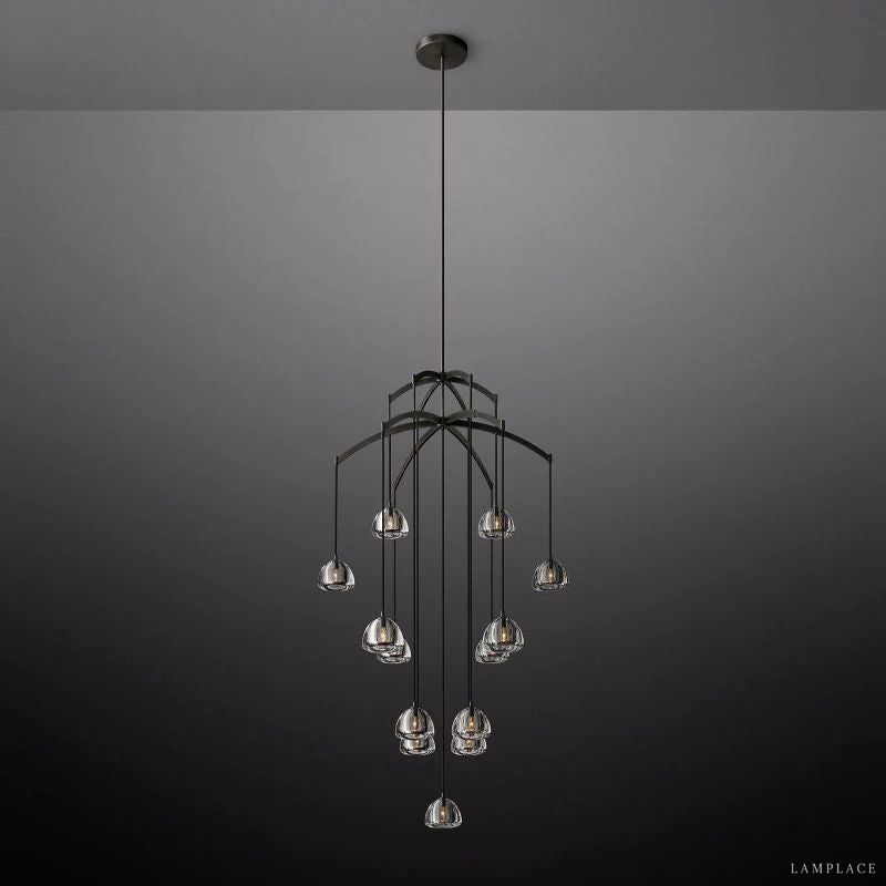 Hemisphere Delicate Crystal Round Chandelier 48"