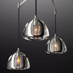 Hemisphere Delicate Crystal Linear Chandelier 54"