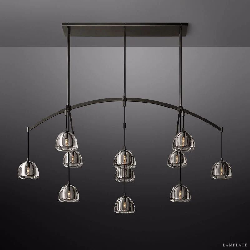 Hemisphere Delicate Crystal Linear Chandelier 72"
