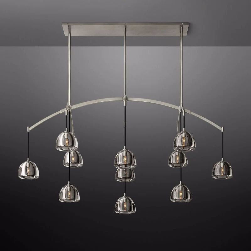 Hemisphere Delicate Crystal Linear Chandelier 72"