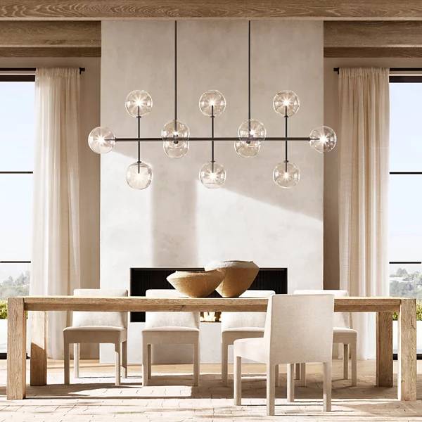 Lucelle Glass Globe Linear Chandelier 72"
