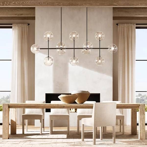 Lucelle Glass Globe Linear Chandelier 72"