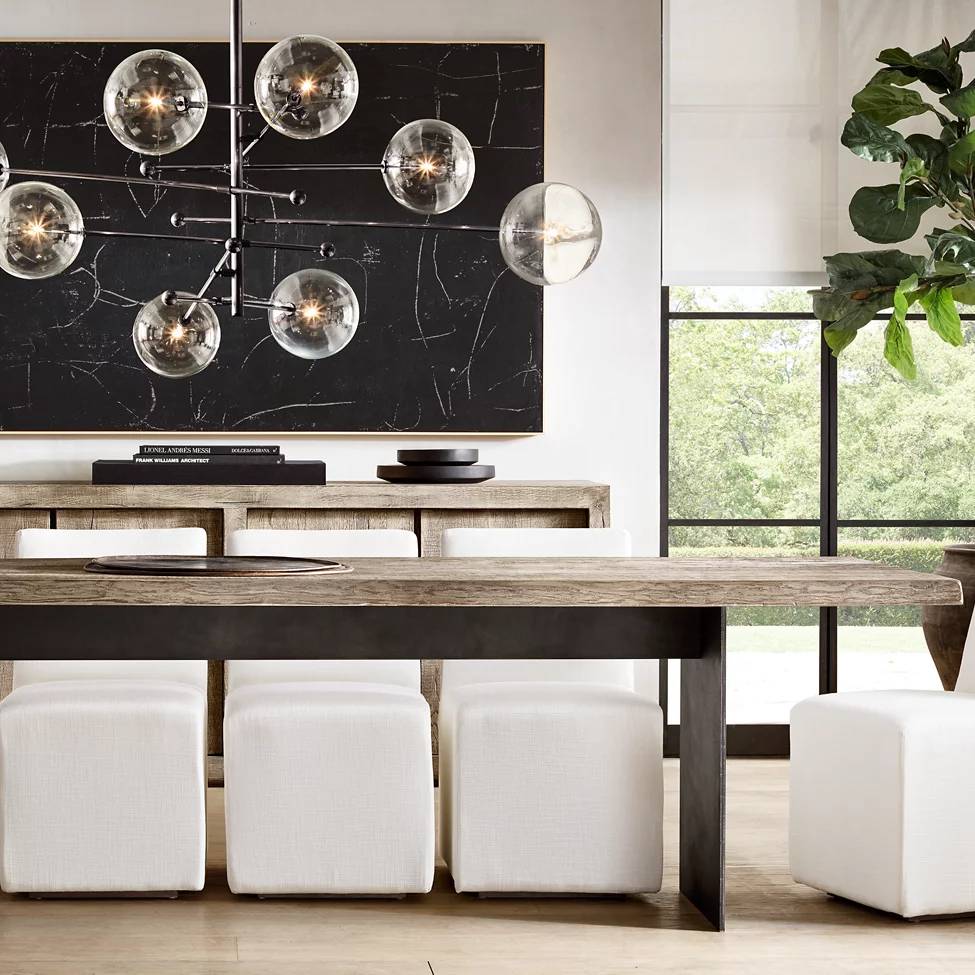 Lucelle Glass Globe Six-Arm Chandelier 55"