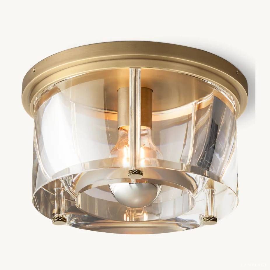 Savile Crystal Block Round Flush Mount