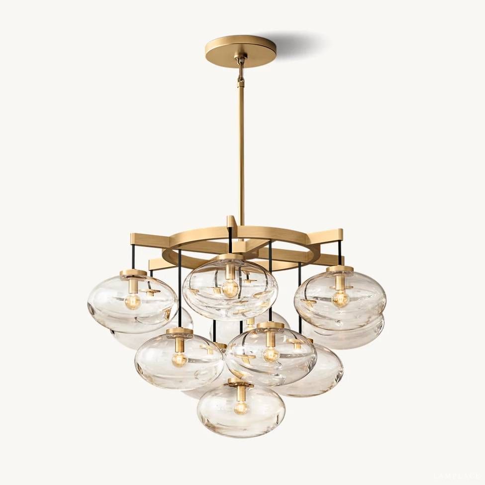 Cabrette Float Glass Round Chandelier 36"