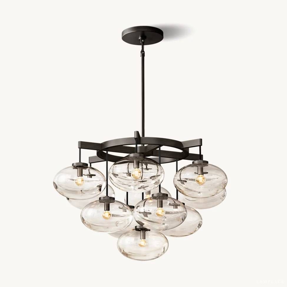 Cabrette Float Glass Round Chandelier 36"