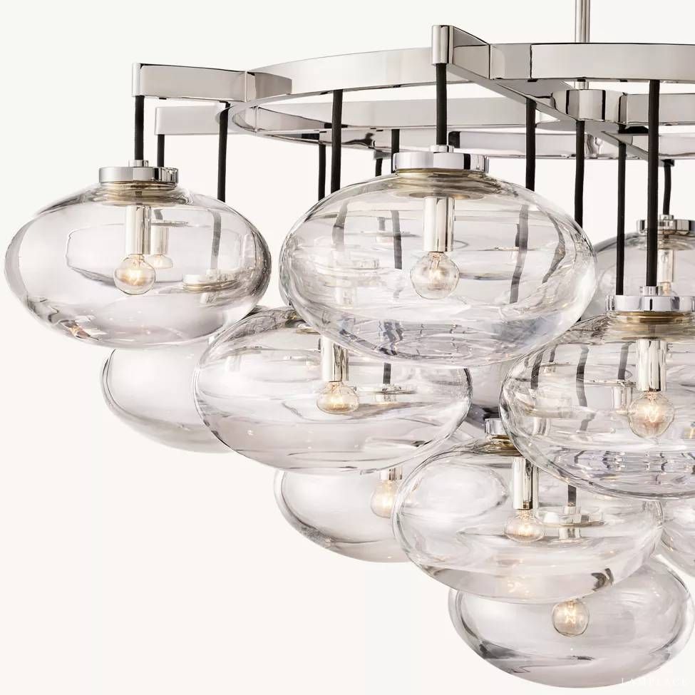 Cabrette Float Glass Round Chandelier 48"
