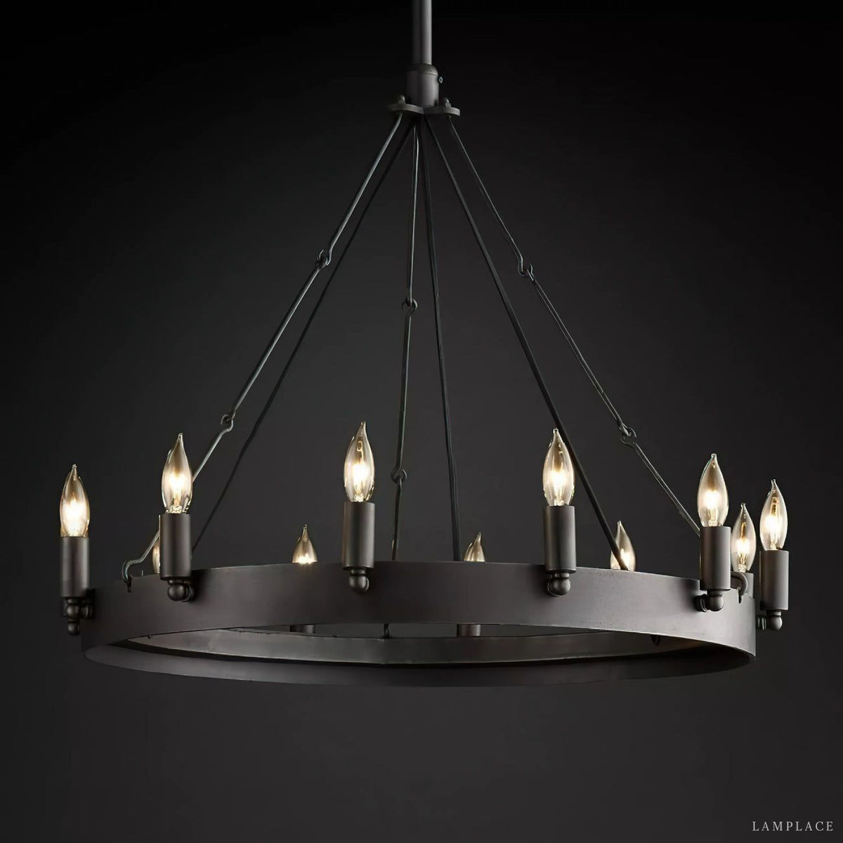Camino Vintage Industrial Round Chandelier 26"
