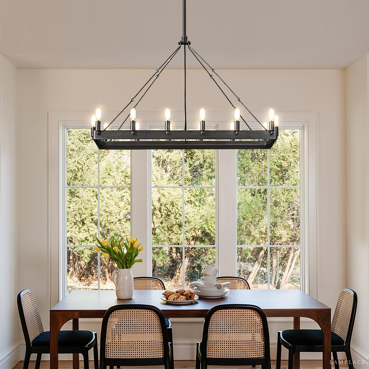 Camino Vintage Industrial Rectangle Chandelier 52"