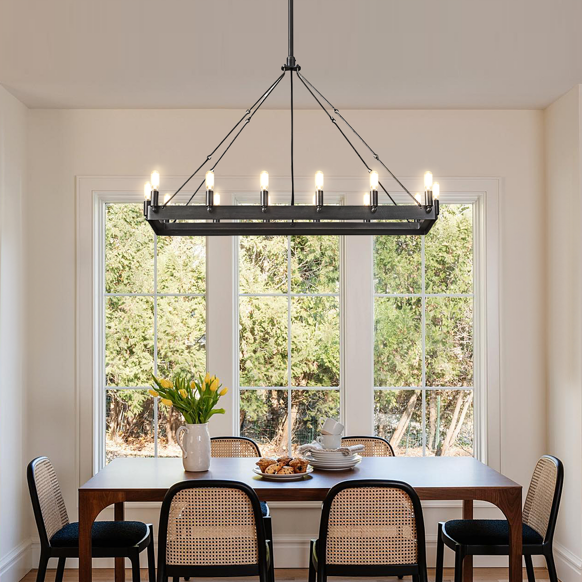 Camino Vintage Industrial Rectangle Chandelier 41"