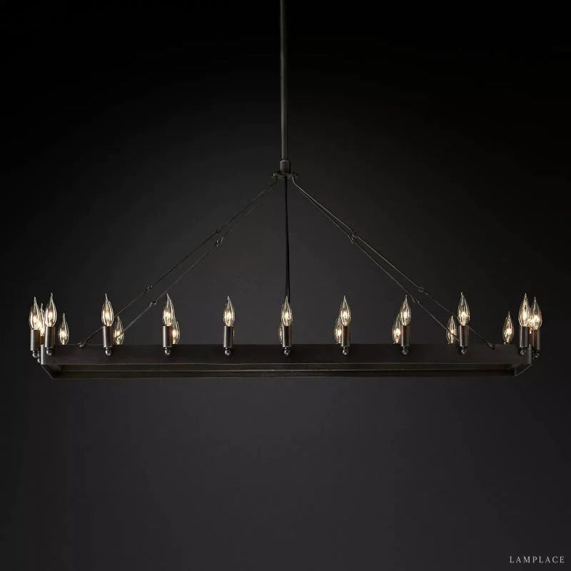 Camino Vintage Industrial Rectangle Chandelier 52"