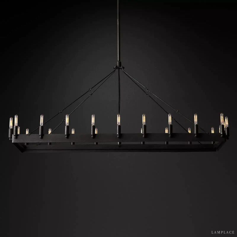 Camino Vintage Industrial Rectangle Chandelier 52"