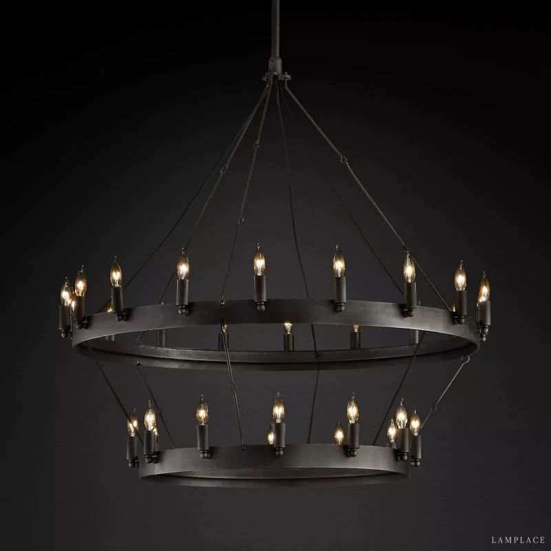 Camino Vintage Industrial Two-Tier Chandelier 38"