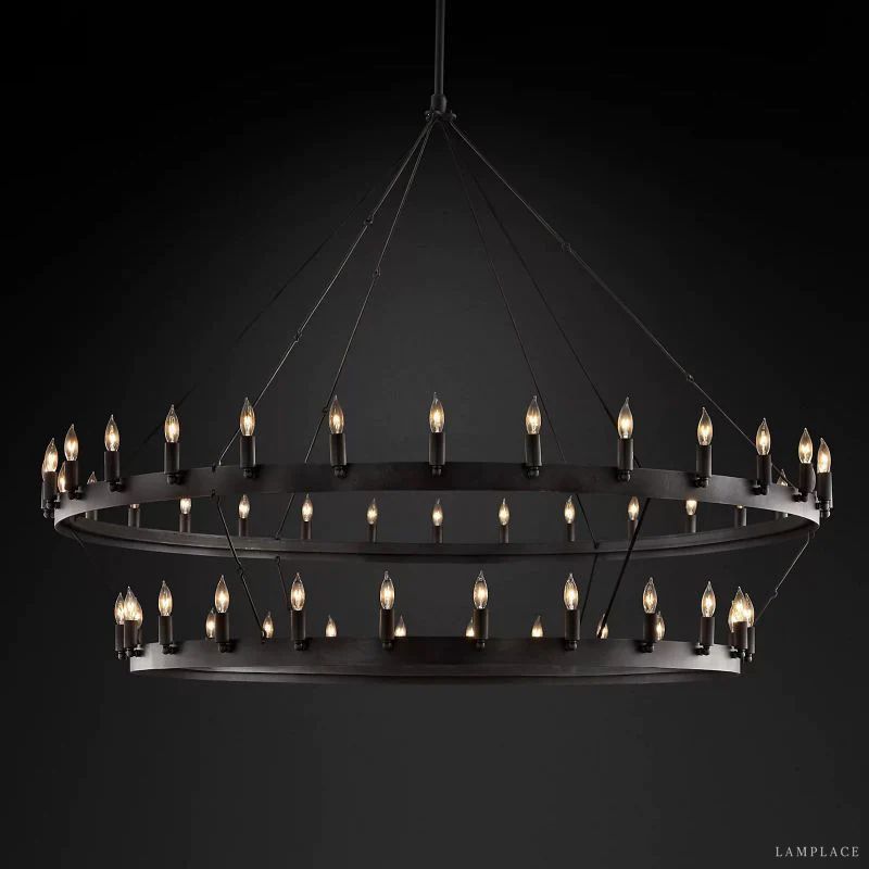 Camino Vintage Industrial Two-Tier Chandelier 63"