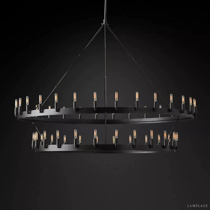 Camino Vintage Industrial Two-Tier Chandelier 63"
