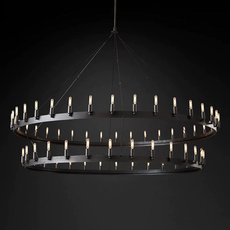 Camino Vintage Industrial Two-Tier Chandelier 71"