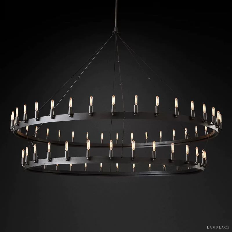 Camino Vintage Industrial Two-Tier Chandelier 71"