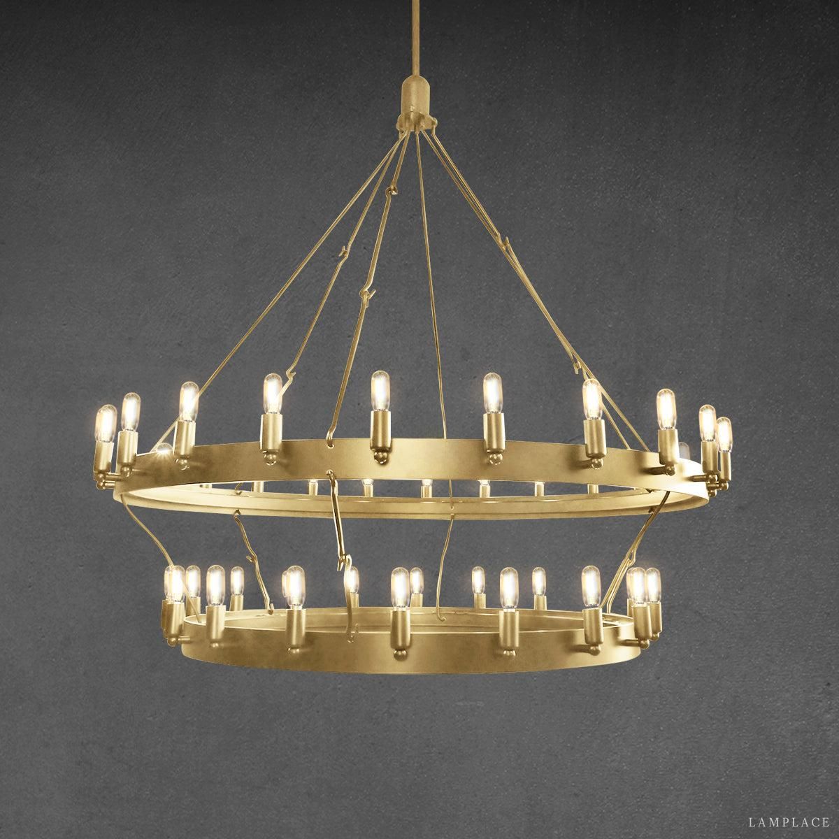 Camino Vintage Industrial Two-Tier Chandelier 38"