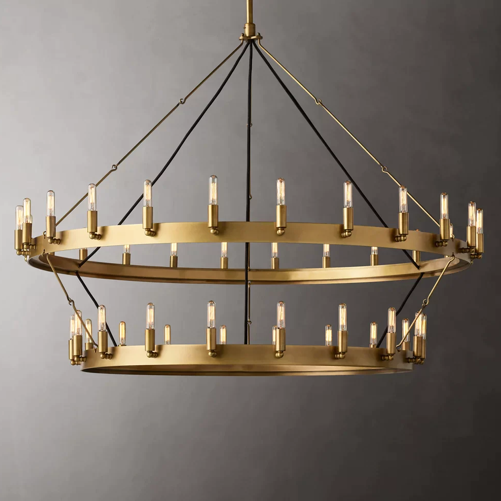 Camino Vintage Industrial Two-Tier Chandelier 38"