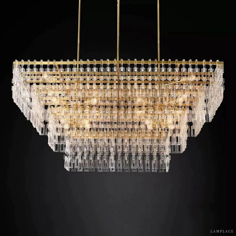 Marignan Modern Crystal Tiered Rectangle Chandelier 72"