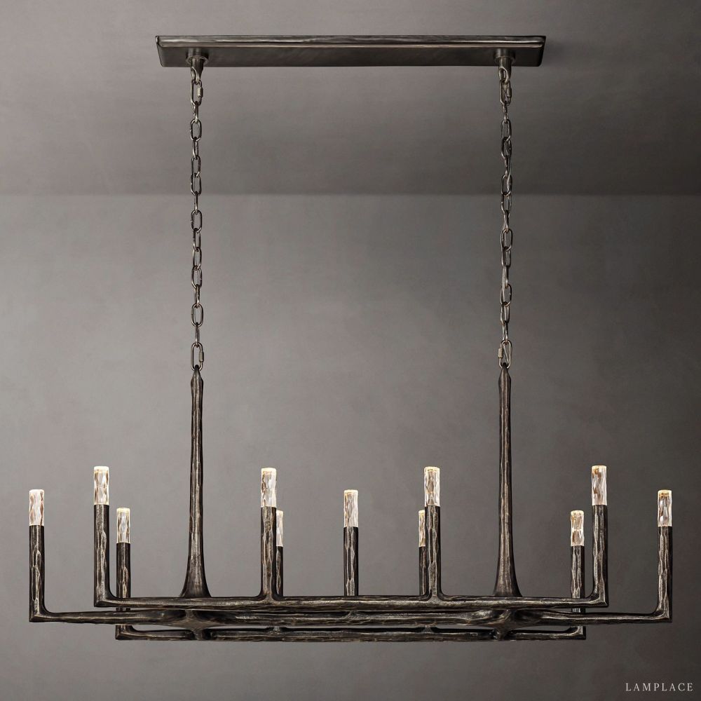 Thaddeus Artisan Forged Linear Chandelier 54"