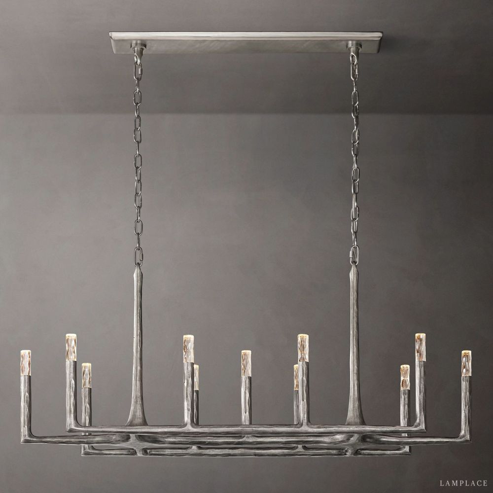 Thaddeus Artisan Forged Linear Chandelier 54"