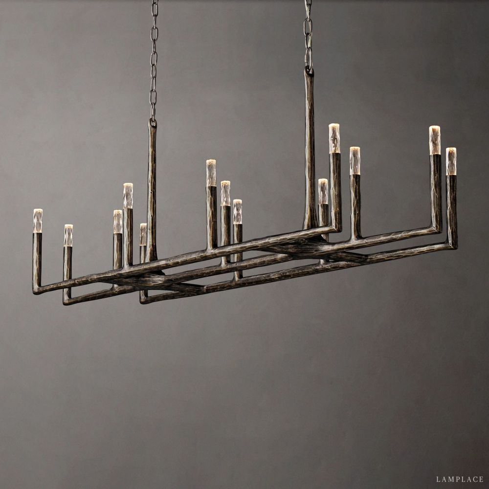 Thaddeus Artisan Forged Linear Chandelier 54"