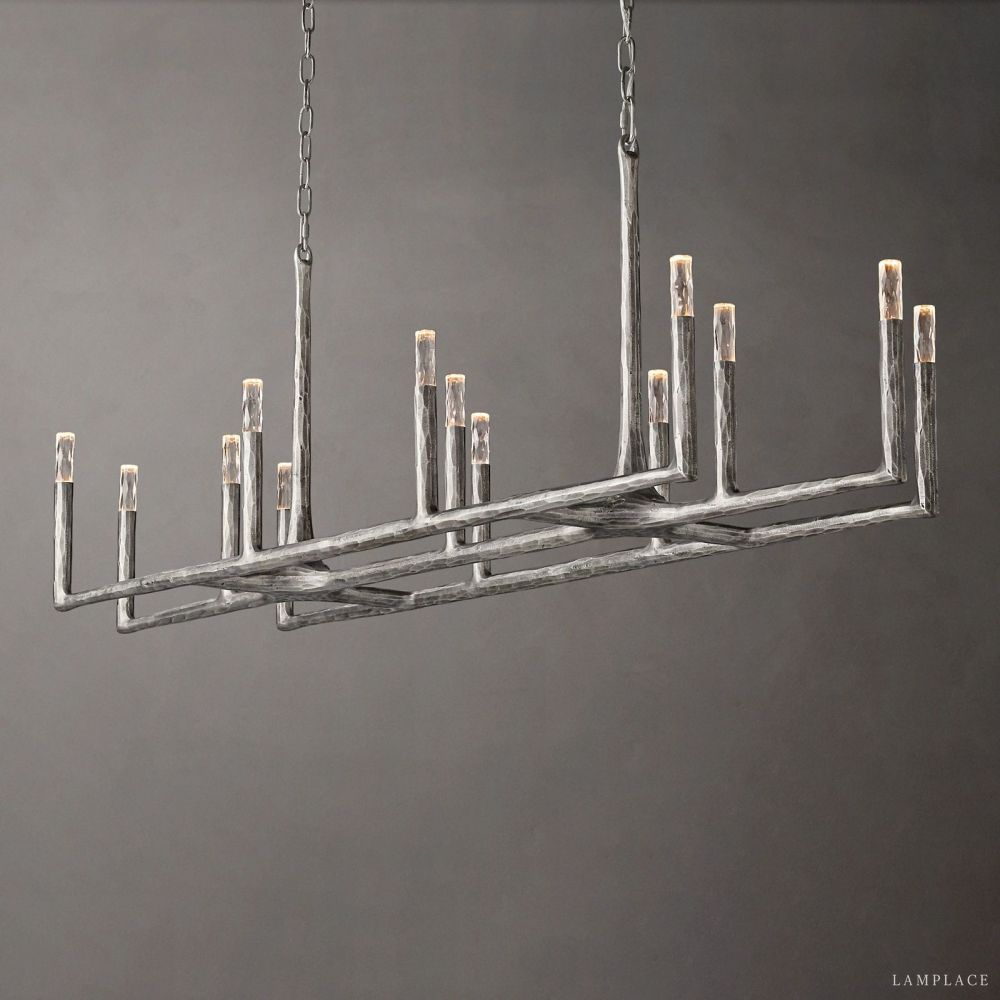 Thaddeus Artisan Forged Linear Chandelier 54"