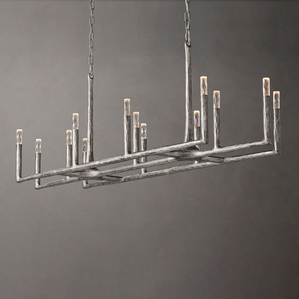 Thaddeus Artisan Forged Linear Chandelier 54"