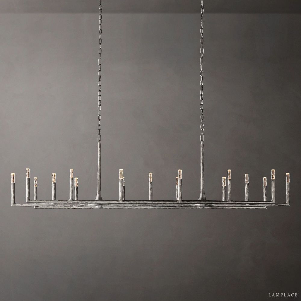 Thaddeus Artisan Forged Linear Chandelier 96"