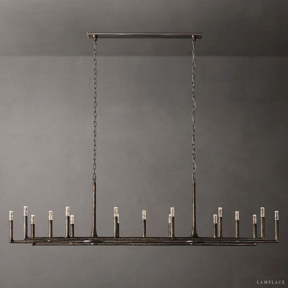 Thaddeus Artisan Forged Linear Chandelier 96"