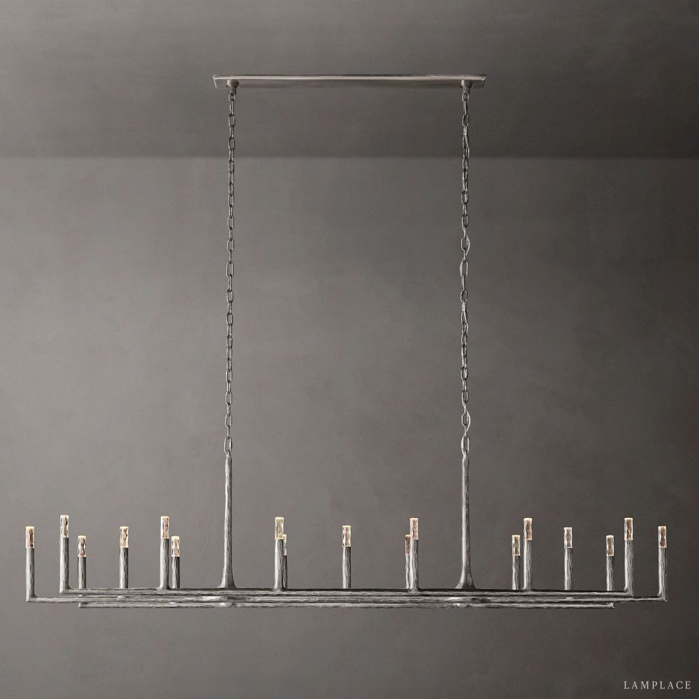 Thaddeus Artisan Forged Linear Chandelier 96"
