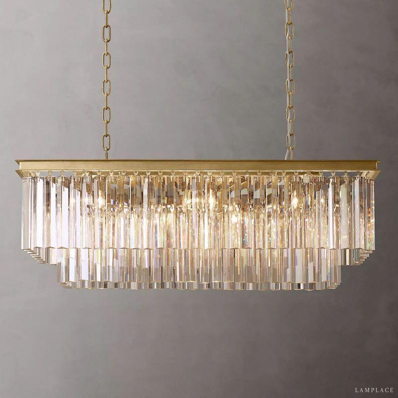 Odeon Deco Prism Rectangular Tiered Chandelier 40"