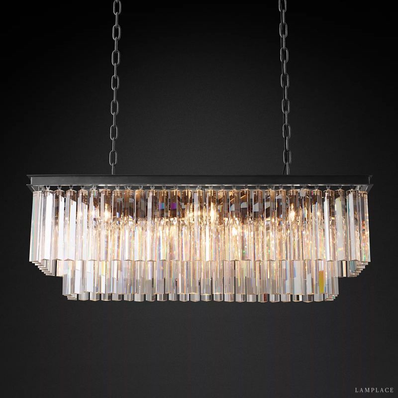 Odeon Deco Prism Rectangular Tiered Chandelier 40"