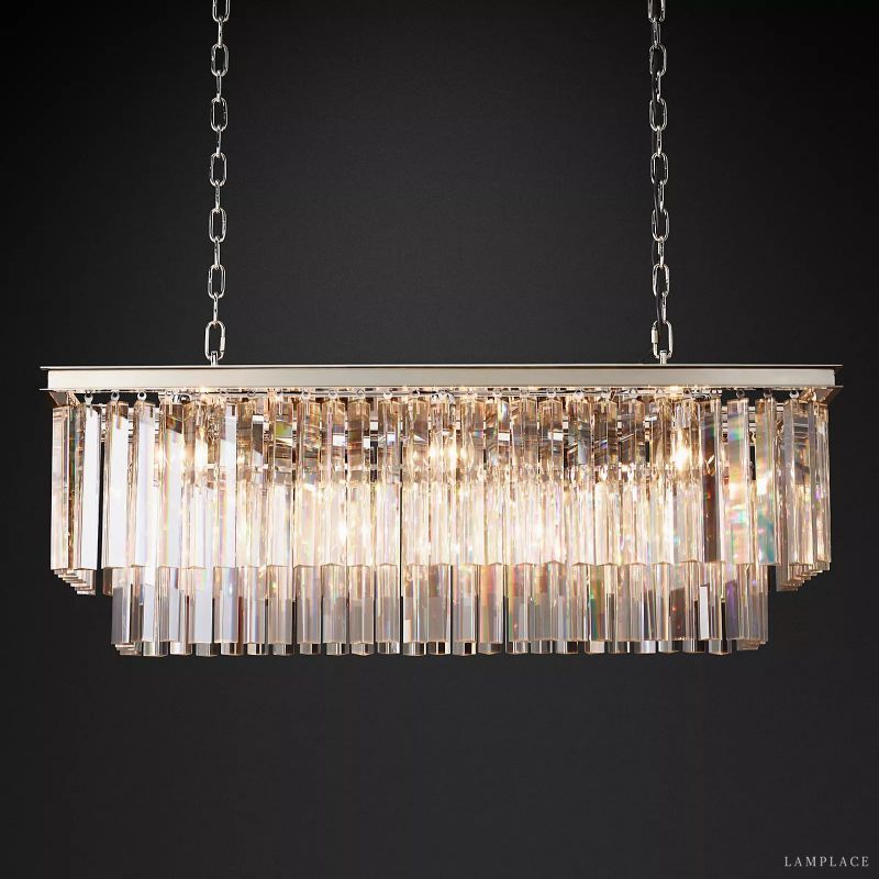 Odeon Deco Prism Rectangular Tiered Chandelier 40"