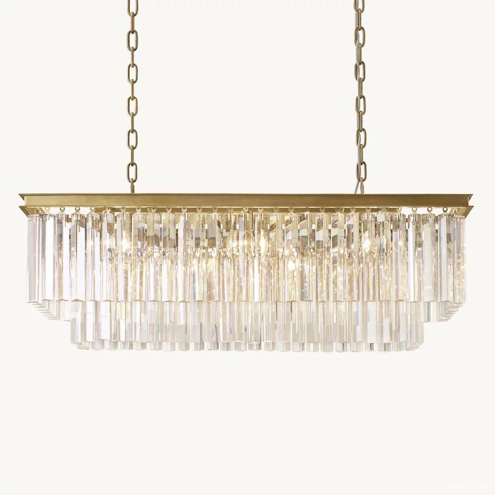 Odeon Deco Prism Rectangular Tiered Chandelier 40"