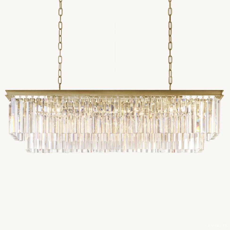 Odeon Deco Prism Rectangular Tiered Chandelier 49"