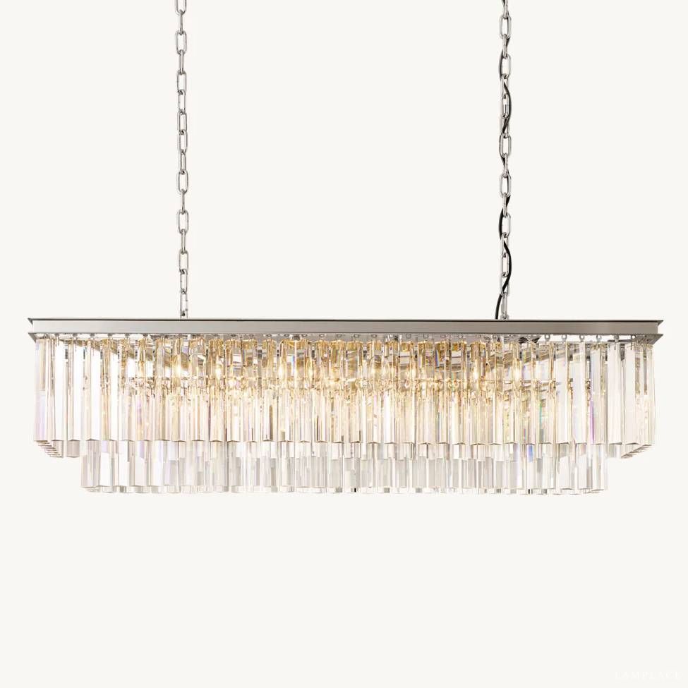 Odeon Deco Prism Rectangular Tiered Chandelier 49"