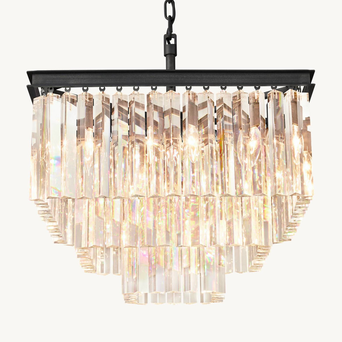 Odeon Deco Prism Tiered Square Chandelier 22"